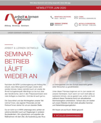 Juni 2020: Unser Seminarbetrieb läuft wieder an! Juni 2020: Unser Seminarbetrieb läuft wieder an!