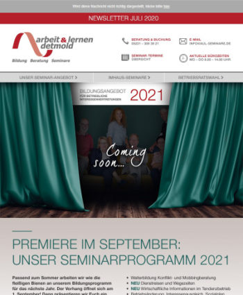 Juli 2020: Coming Soon - Seminarprogramm 2021 Juli 2020: Coming Soon - Seminarprogramm 2021