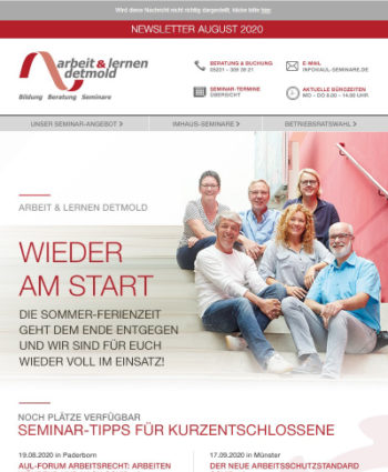 August 2020: Wir starten wieder durch: Aktuelle Seminartermine August 2020: Wir starten wieder durch: Aktuelle Seminartermine