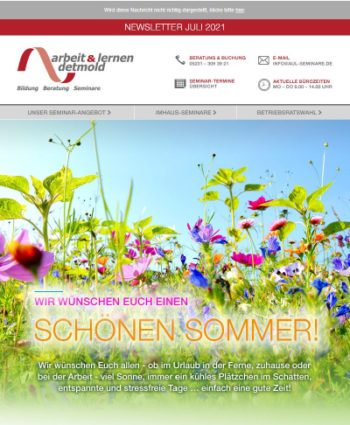 Juli 2021: Wir wünschen einen schönen Sommer! Juli 2021: Wir wünschen einen schönen Sommer!