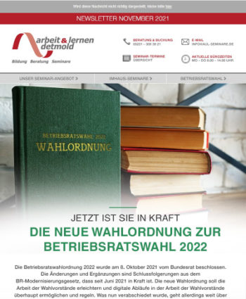 Oktober 2021/2: Die neue Wahlordnung zur BR-Wahl 2022 Oktober 2021/2: Die neue Wahlordnung zur BR-Wahl 2022