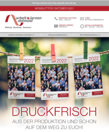 Oktober 2021: Der neue Seminarkatalog 2022 ist da! Oktober 2021: Der neue Seminarkatalog 2022 ist da!