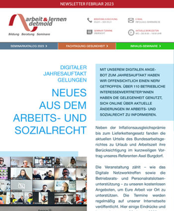 Februar 2023: Neues aus dem Arbeits- und Sozialrecht Februar 2023: Neues aus dem Arbeits- und Sozialrecht