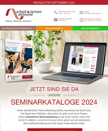 September 2023: Jetzt sind sie da: Die neuen Seminarkataloge 2024 September 2023: Jetzt sind sie da: Die neuen Seminarkataloge 2024