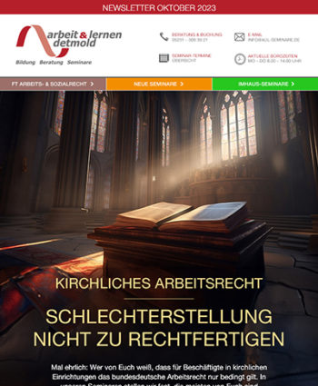 Oktober 2023: Kirchliches Arbeitsrecht – Schlechterstellung nicht zu rechtfertigen Oktober 2023: Kirchliches Arbeitsrecht – Schlechterstellung nicht zu rechtfertigen