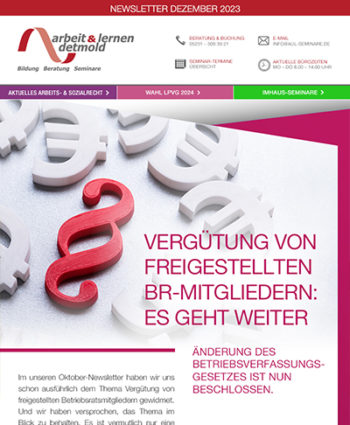 Dezember 2023: Vergütung von freigestellten BR-Mitgliedern Dezember 2023: Vergütung von freigestellten BR-Mitgliedern